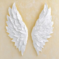 Majestic baroque angel wings sculpture art gallery decorative elements elegant environment close-up view ethereal concept