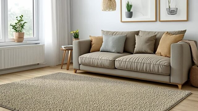 Six examples of shaggy rug placement in cozy living rooms