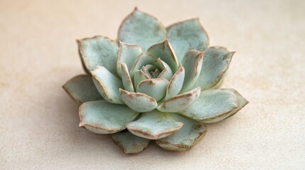 Fototapeta premium Small Succulent Plant on Light Colored Surface