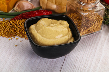 Dijon mustard sauce in the bowl