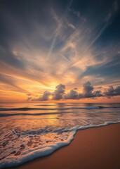  Environment day concept: beautiful sunset on the beach and sea beach wallpaper summer wallpaper beach background tropical nature