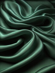 Fototapeta premium Luxury Green Silk Fabric and Background, Satin and Textile Pattern Fashion, Luxury Backdrop, using generative ai