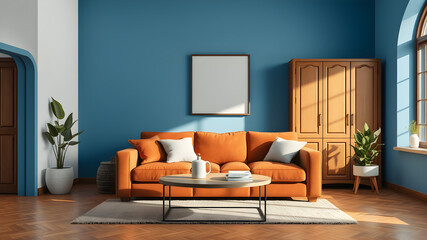 Modern living room interior design. Generative AI