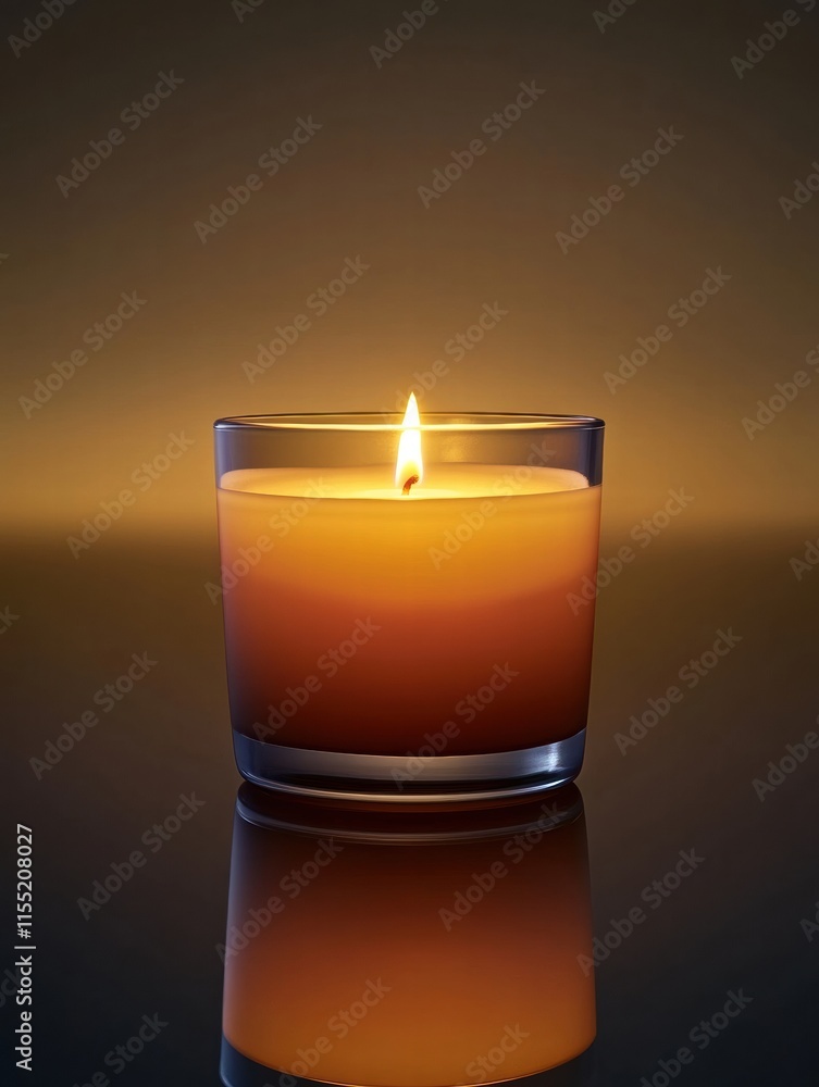 Leinwandbilder single lit candle casting warm light in a dimly lit room creating a tranquil atmosphere. generative 