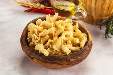Raw dry Italian pasta - campanelle