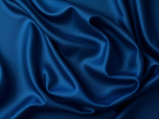 Fototapeta premium Smooth flowing blue silk fabric creating a luxurious and vibrant texture, ideal for fashion, decor, and abstract themes. Generative AI