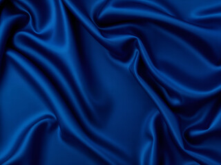 Obraz premium Smooth flowing blue silk fabric creating a luxurious and vibrant texture, ideal for fashion, decor, and abstract themes. Generative AI