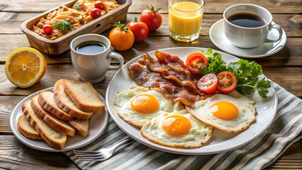 A Bacon and Eggs Breakfast Spread