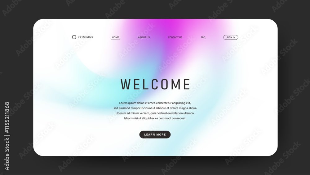 Poster abstract wave futuristic design of landing page. retro gradient mesh website design