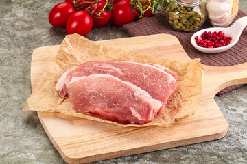 Raw pork steak for cooking