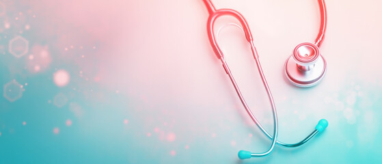 Glowing stethoscope on soft gradient background, symbolizing healthcare