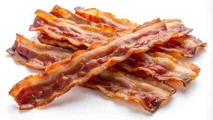 Crispy bacon strips, cut out transparent