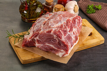 Raw pork neck meat for cooking
