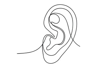 Continuous One-Line Drawing of a Human Ear - Minimalist Anatomical Art