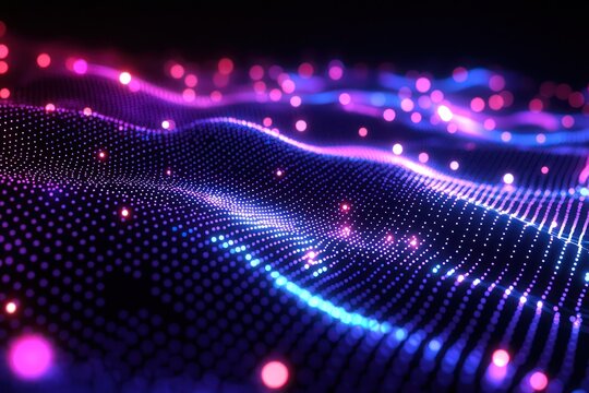 Abstract scatter plot with neon points over black.