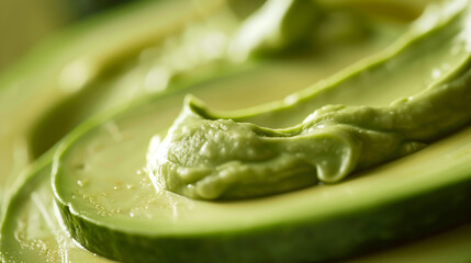 Close-up of smooth and rich green avocado cream
