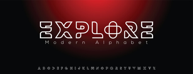 Creative Outline Double line monogram alphabet and tech fonts. Lines font regular uppercase and lowercase. Vector illustration.
