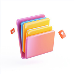 Colorful 3D Folder with Social Media Icons.