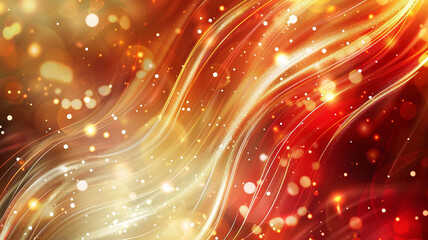 red luxury background with golden line decoration and curve light effect with bokeh elements