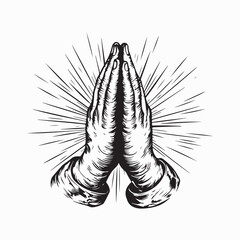  Praying hands image vector. Praying hands illustration isolated on white background.