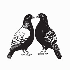 Romantic Pair of Doves Expressing Love and Affection in a Heartwarming Vector Illustration Design