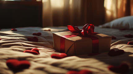 gift box on bed