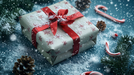 christmas gift box with snowflakes