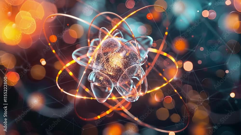 Aufkleber a closeup of an atom with distinct layers of electron clouds elegantly surrounding it.