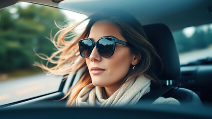 Businesswoman Driving in Early Morning