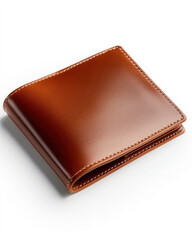Luxury Leather Wallet: A rich, amber-toned leather wallet exudes sophistication and timeless style.  The meticulous stitching and smooth texture speak to quality craftsmanship. 