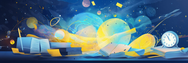 neon glitter background of abstract shapes and patterns.