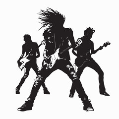 Rock Band Silhouette Concert vector image isolated on white background.