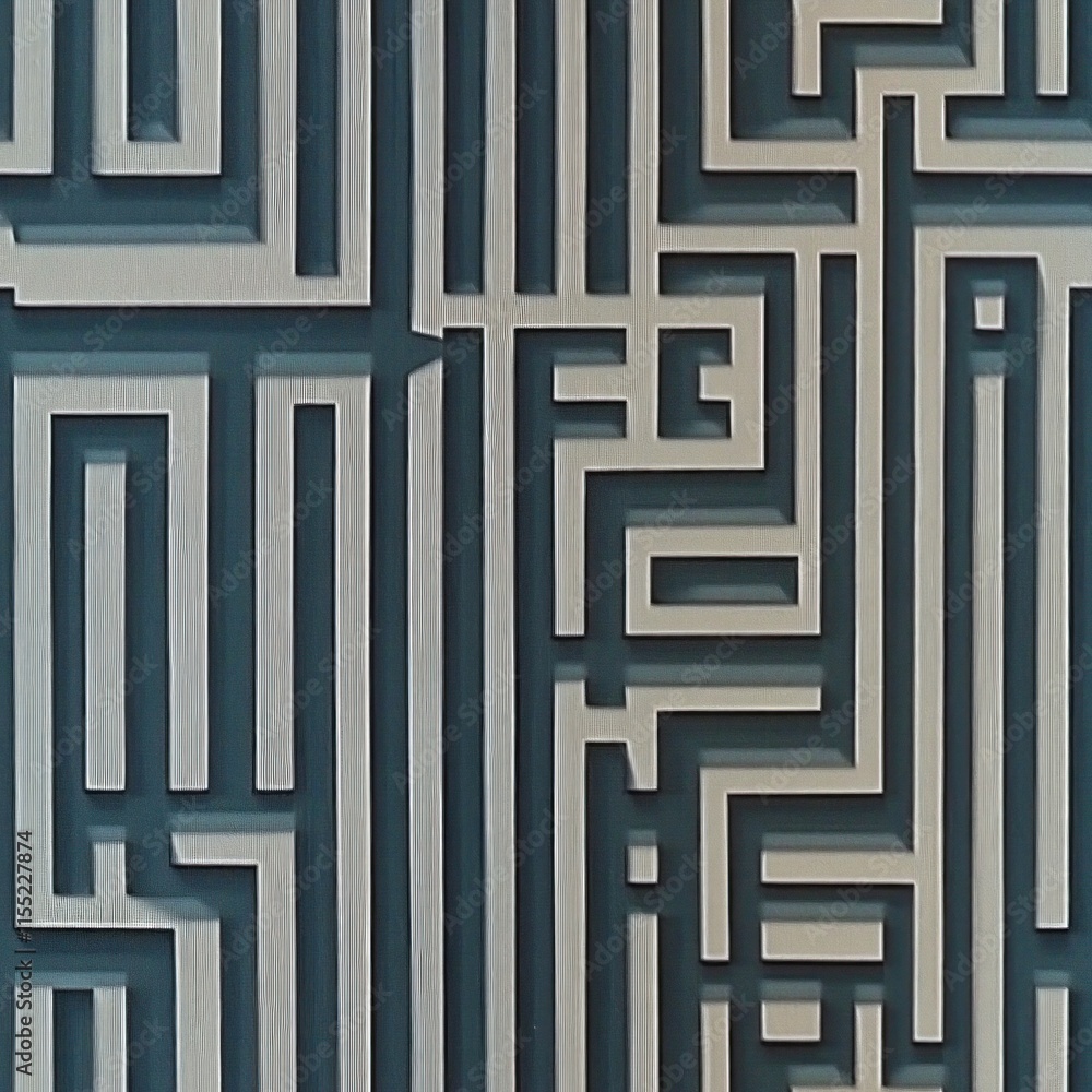 Poster complex grey labyrinth creating intricate path and challenging puzzle