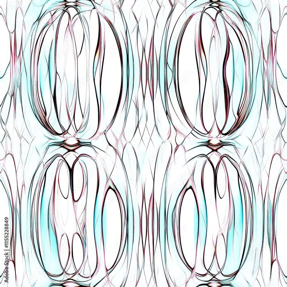 Aufkleber abstract turquoise and red swirling pattern creating a modern decorative design