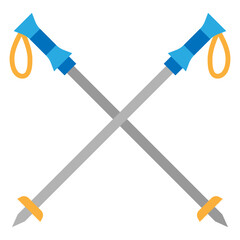Illustration of Ski Poles Flat Icon Design