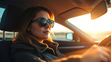 Businesswoman Driving in Early Morning