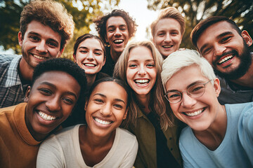 Diverse group of people smiling in joy, a unique crowd, ethnic diversity, different cultures, family, multicultural friends, cultural mixing pot, friendship, family, happy faces

