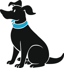 A charming black silhouette illustration of a dog 