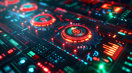 Risk analysis red and green indicators on a digital