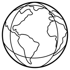 Earth Globe Line Art Vector Illustration