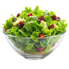 fresh salad with cheese isolated on white background