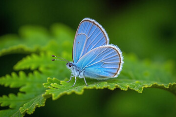 Fototapeta premium Butterfly fern wings blue color spread appearance foliage