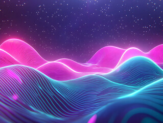 Obraz premium Neon Wave 3D Abstract Background