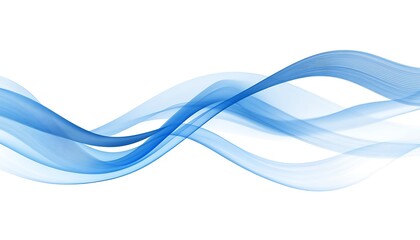 Naklejka premium Wavy Blue Smoke Line Isolated on White Background