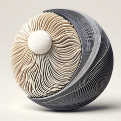 abstract 3D shape half sun half moon.