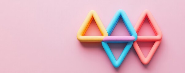 Naklejka premium Connection flat design top view theme personal relationships 3D render Triadic Color Scheme