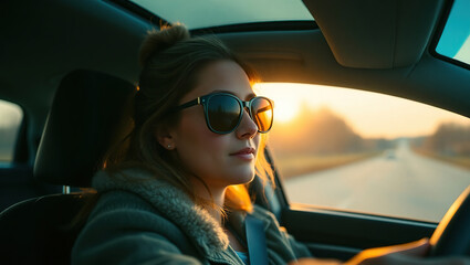 Businesswoman Driving in Early Morning