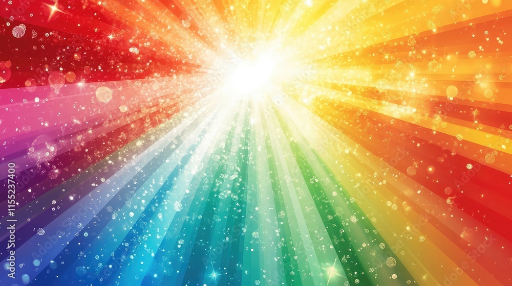 Poster abstract spectrum of prismatic light blending into a colorful background