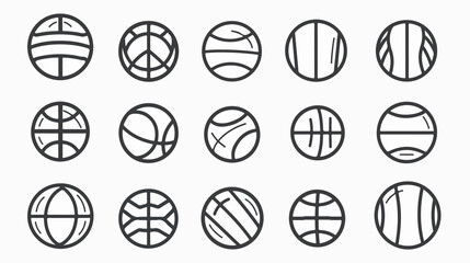 Volleyball Sport Outline Icons Vector Illustration
