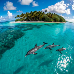 Tropical Island Paradise with Clear Blue Waters and Sandy Beach1